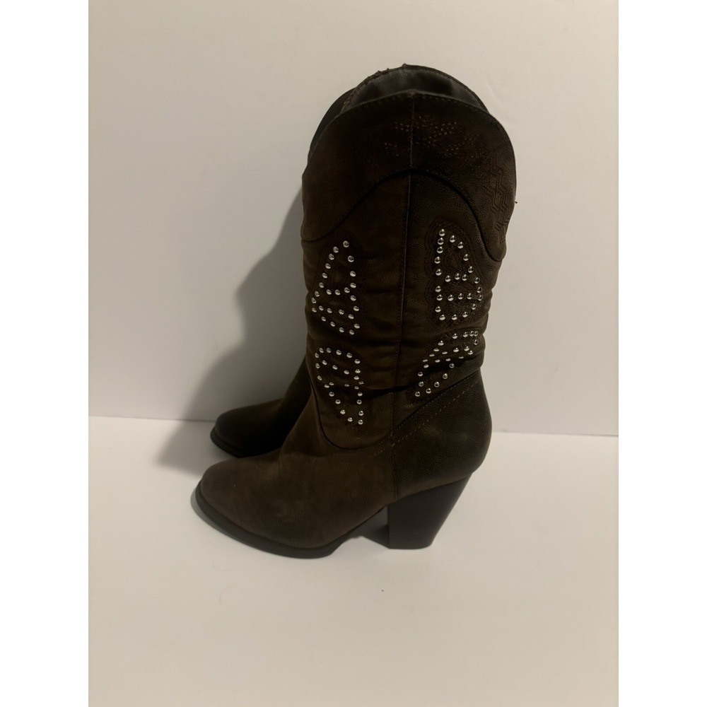 Pierre Dumas Cowboy Boots Mid Calf Cowgirl Brown Studded Size‎ 9